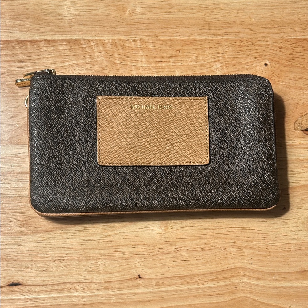 Michael Kors Dark Brown and Light Tan Clutch